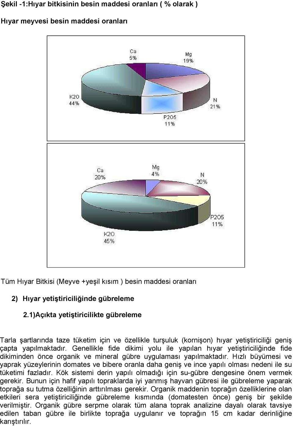 Genellikle fide dikimi yolu ile yapılan hıyar yetiştiriciliğinde fide dikiminden önce organik ve mineral gübre uygulaması yapılmaktadır.