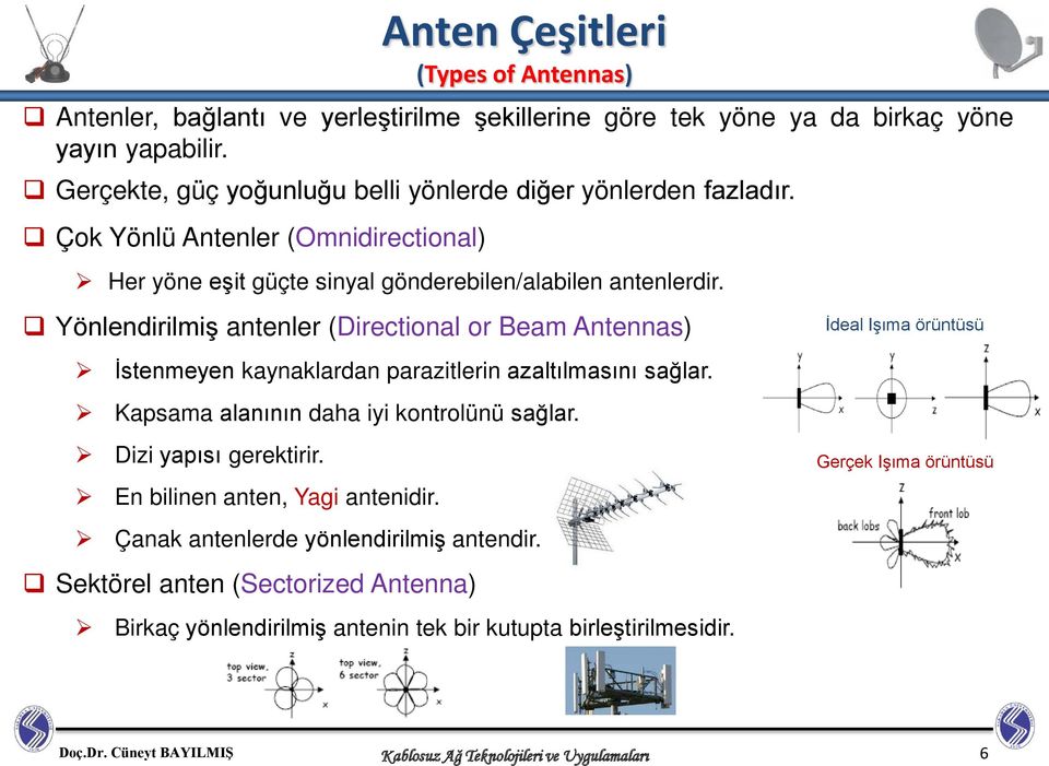 Yönlendirilmiş antenler (Directional or Beam Antennas) İstenmeyen kaynaklardan parazitlerin azaltılmasını sağlar. Kapsama alanının daha iyi kontrolünü sağlar.