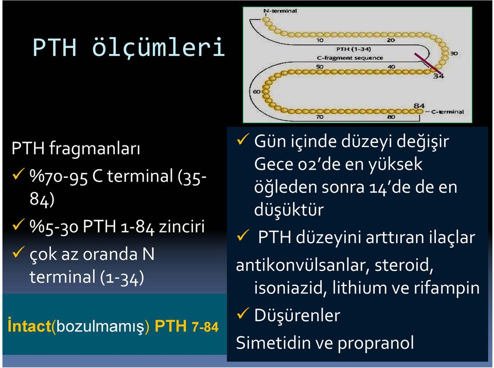 02 de en yüksek öğleden sonra 14 de de en düşüktür PTH düzeyini arttıran ilaçlar