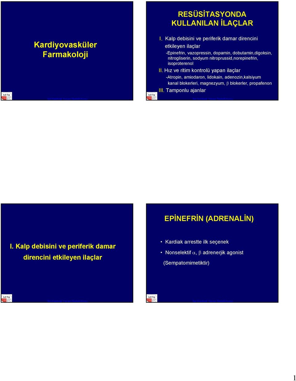 nitroprussid,norepinefrin, isoproterenol II.