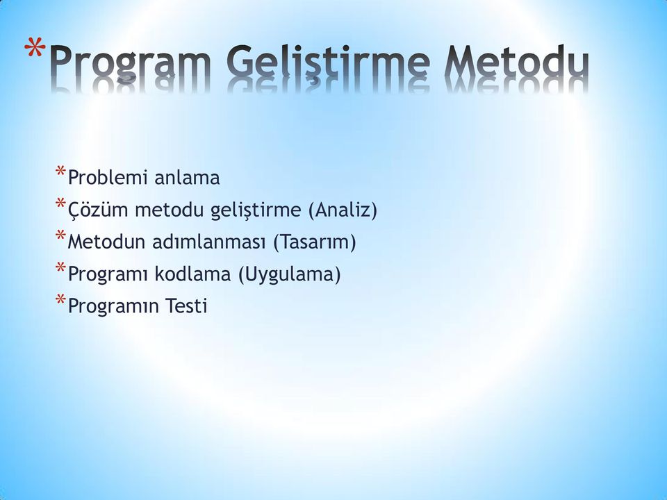 adımlanması (Tasarım) *Programı