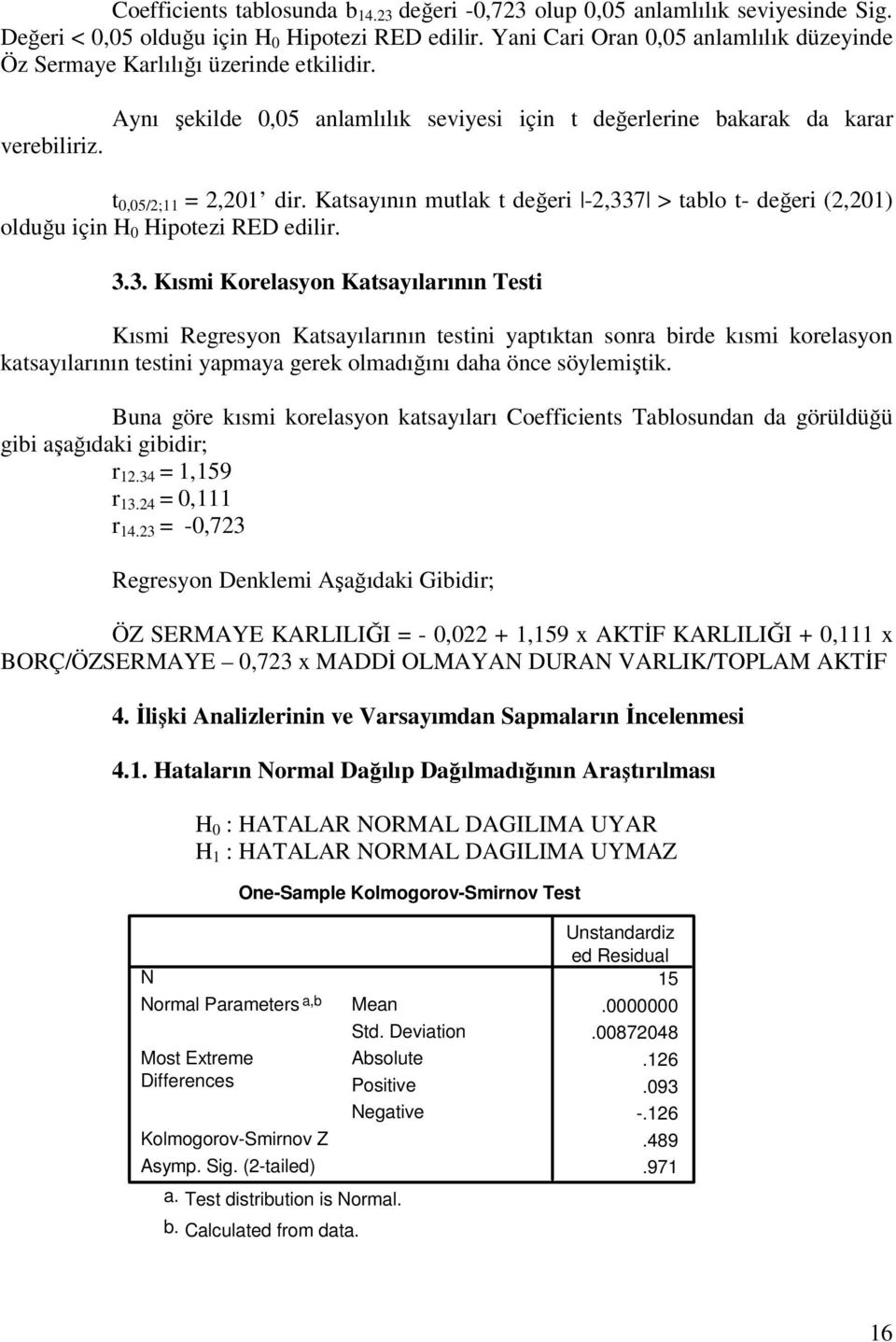 Katsayının mutlak t değeri -2,33