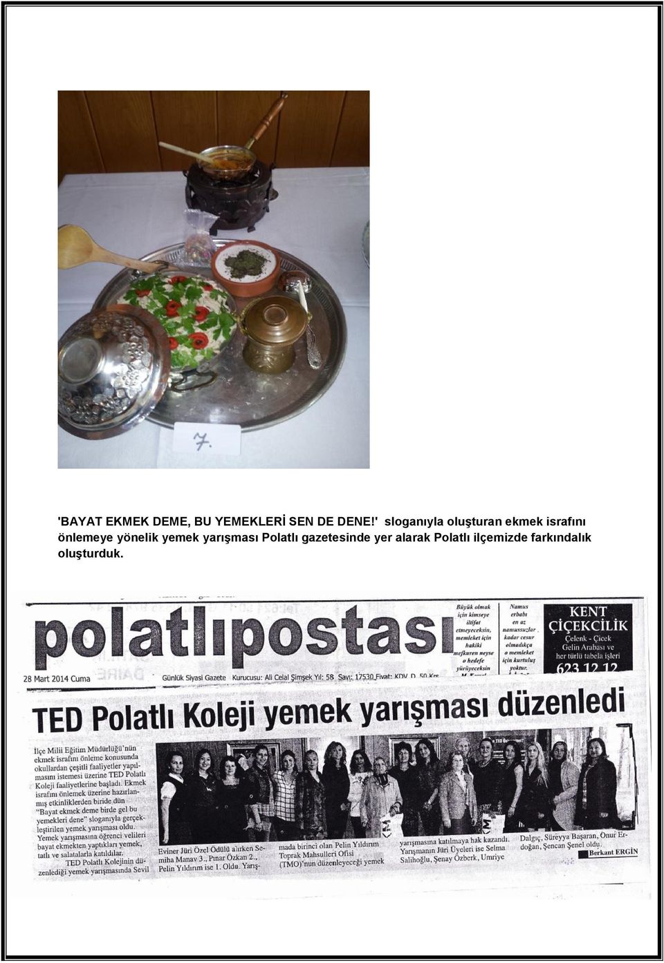 yönelik yemek yarışması Polatlı gazetesinde