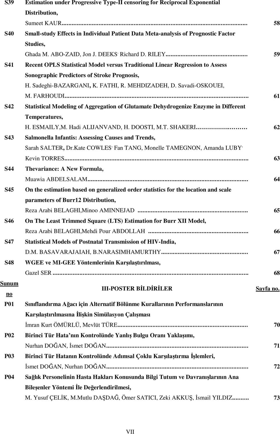 .. 59 Recent OPLS Statistical Model versus Traditional Linear Regression to Assess Sonographic Predictors of Stroke Prognosis, H. Sadeghi-BAZARGANI, K. FATHI, R. MEHDIZADEH, D. Savadi-OSKOUEI, M.