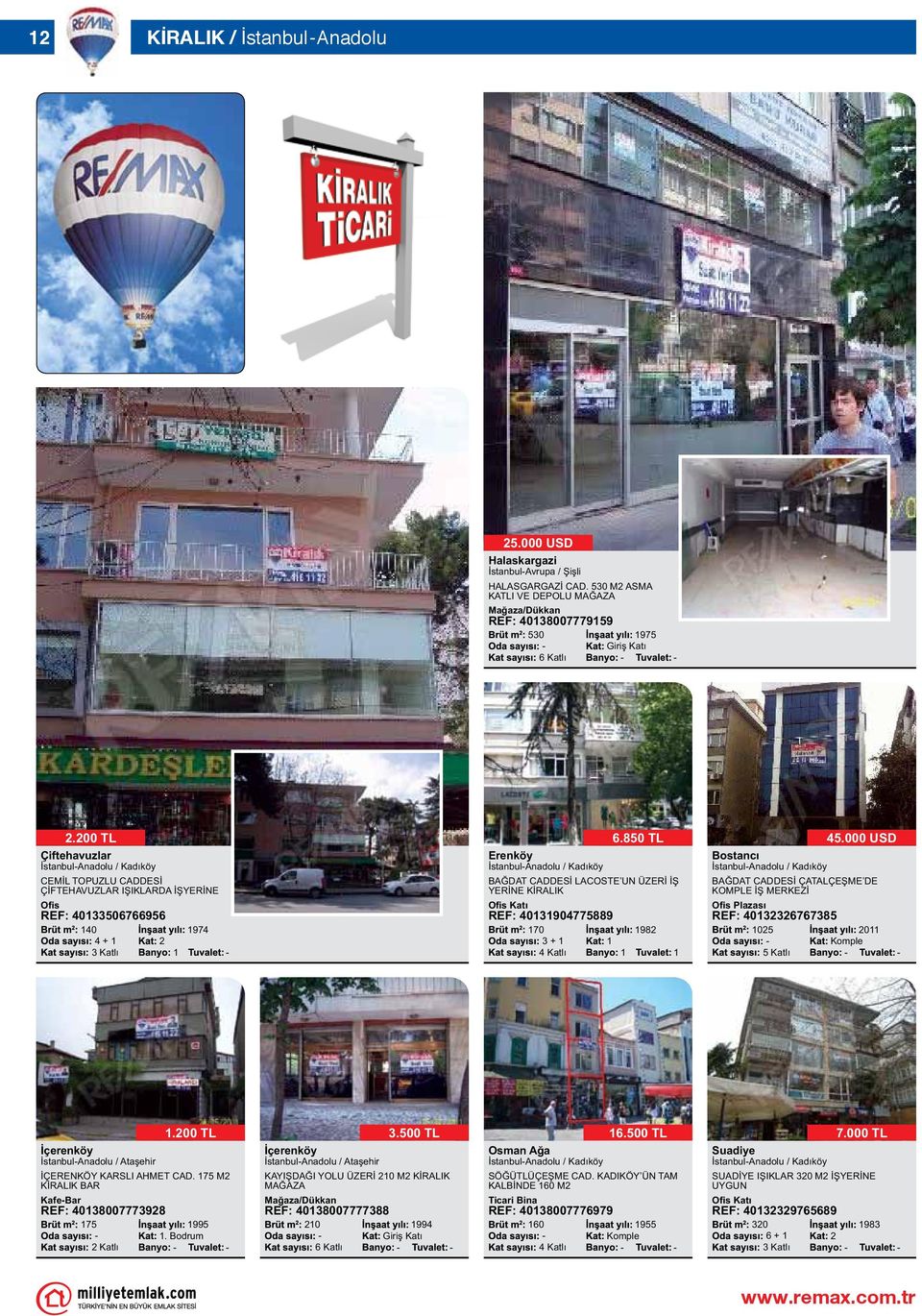 İŞ YERİNE KİRALIK Ofis Katı REF: 40904775889 70 + 6.850 TL 98 Bostancı İstanbulAnadolu / Kadıköy 45.