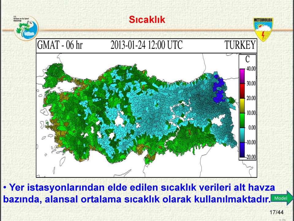 bazında, alansal ortalama sıcaklık