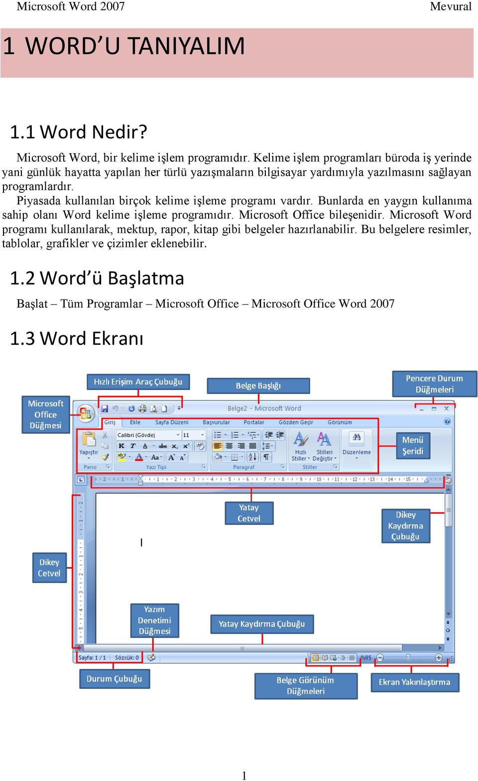 Piyasada kullanılan birçok kelime iģleme programı vardır. Bunlarda en yaygın kullanıma sahip olanı Word kelime iģleme programıdır. Microsoft Office bileģenidir.