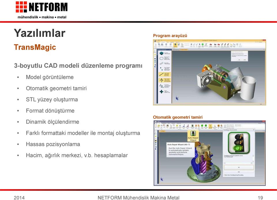 dönüştürme Otomatik geometri tamiri Dinamik ölçülendirme Farklı formattaki