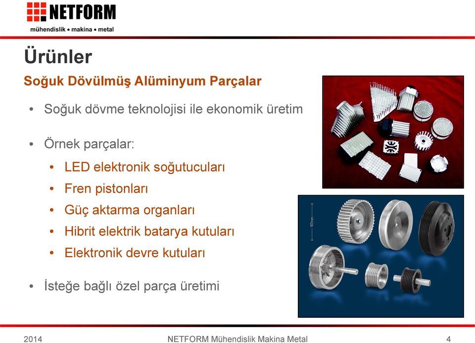 soğutucuları Fren pistonları Güç aktarma organları Hibrit