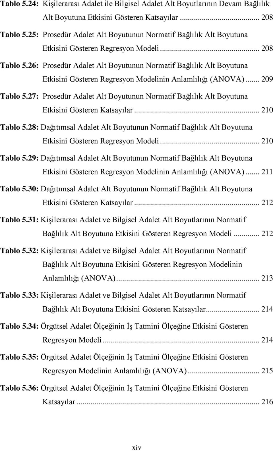 26: Prosedür Adalet Alt Boyutunun Normatif Bağlılık Alt Boyutuna Etkisini Gösteren Regresyon Modelinin Anlamlılığı (ANOVA)... 209 Tablo 5.