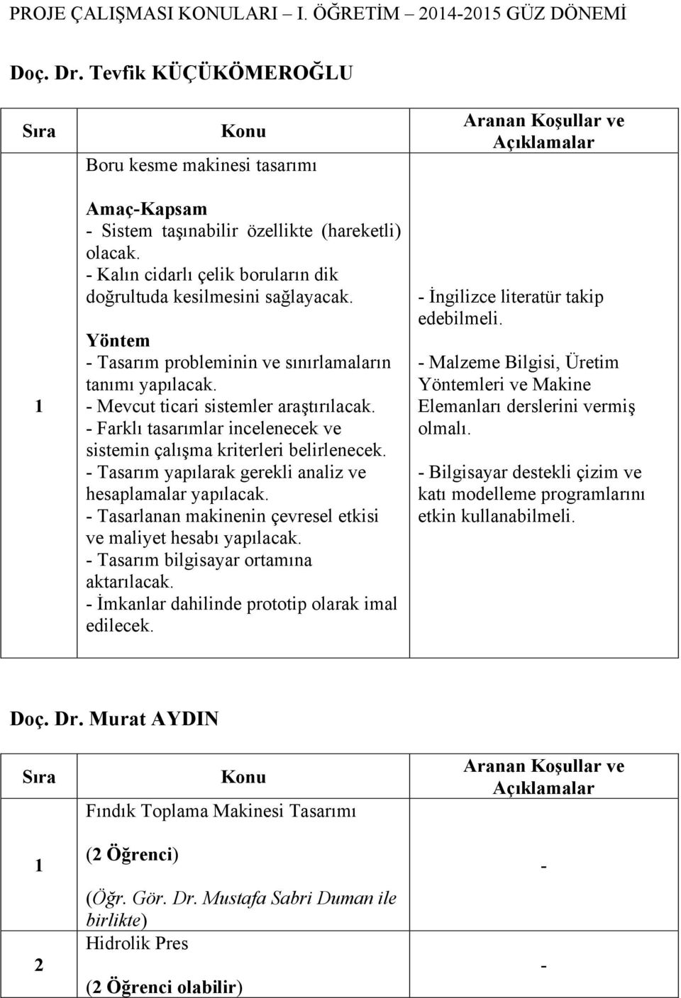 Farklı tasarımlar incelenecek ve sistemin çalışma kriterleri belirlenecek. Tasarım yapılarak gerekli analiz ve hesaplamalar yapılacak. Tasarlanan makinenin çevresel etkisi ve maliyet hesabı yapılacak.