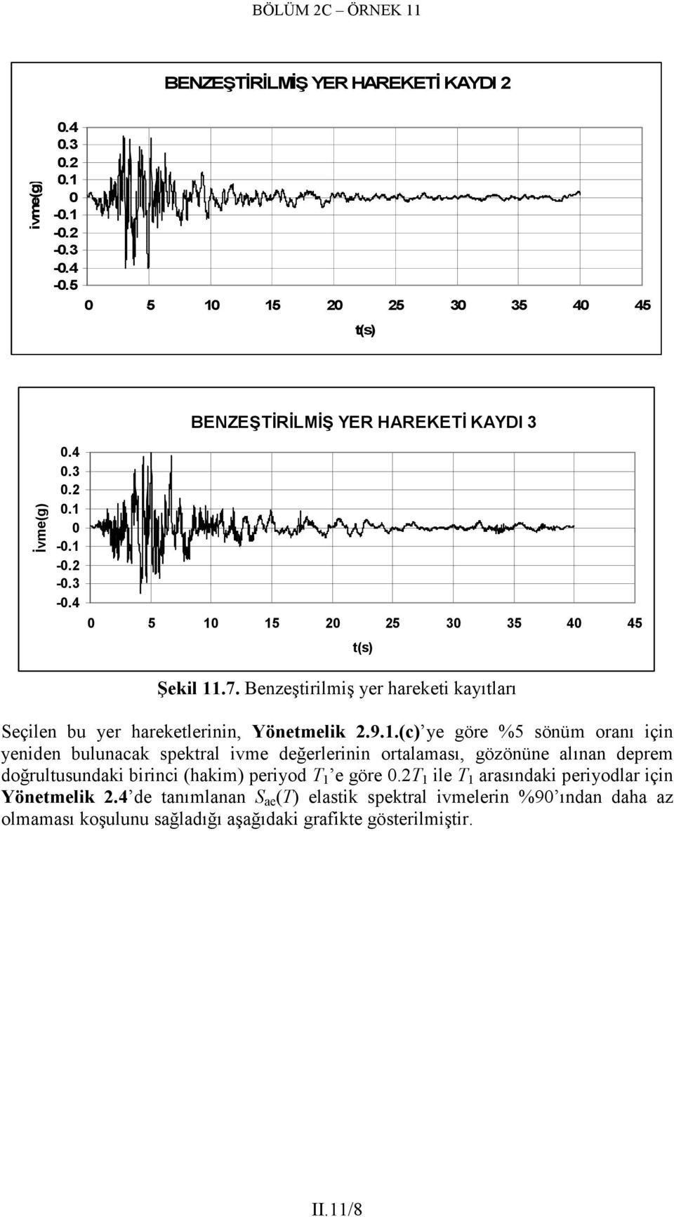 (c) ye göre %5 sönüm oranı için yeniden bulunacak spektral ivme değerlerinin ortalaması, gözönüne alınan deprem doğrultusundaki birinci (hakim) periyod T 1 e