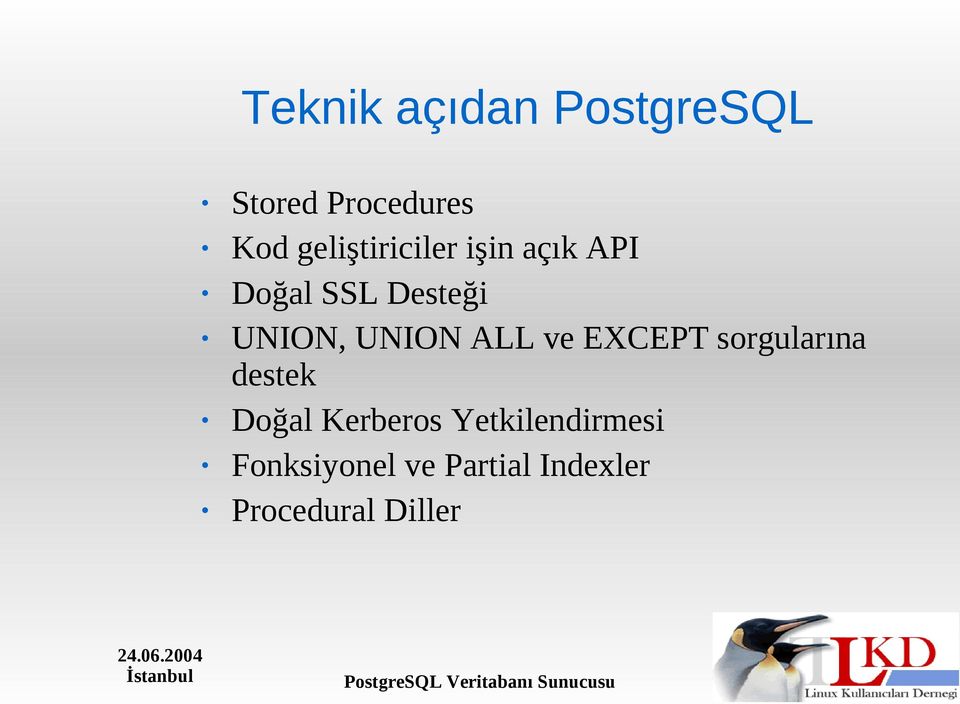 UNION ALL ve EXCEPT sorgularına destek Doğal Kerberos