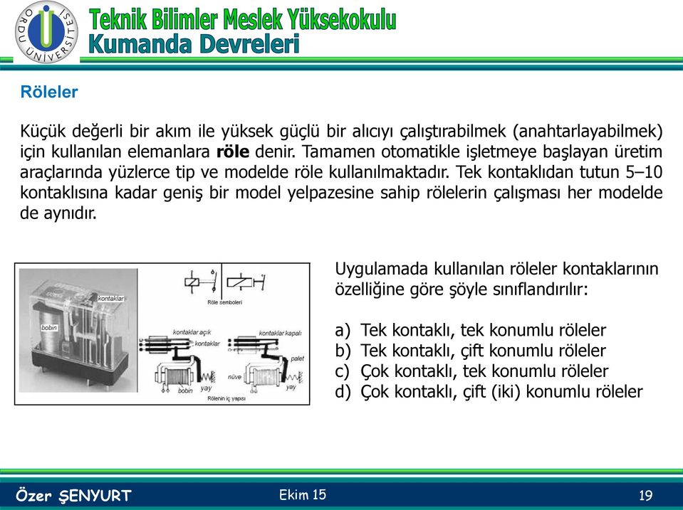 Tek kontaklıdan tutun 5 10 kontaklısına kadar geniş bir model yelpazesine sahip rölelerin çalışması her modelde de aynıdır.