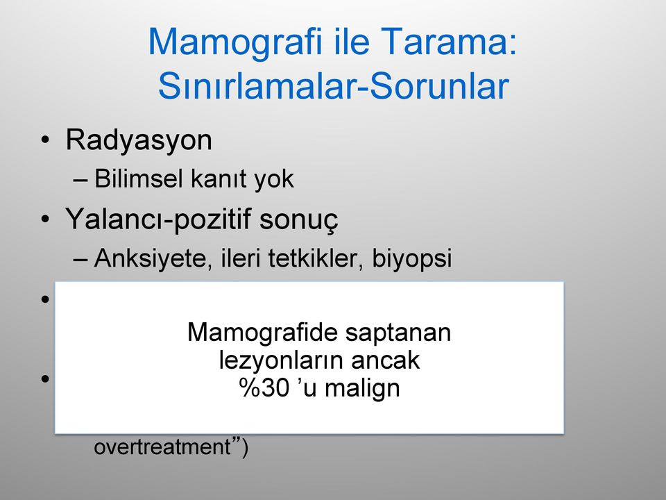 Yalancı-negatif sonuç Tanıda gecikme Mamografide saptanan