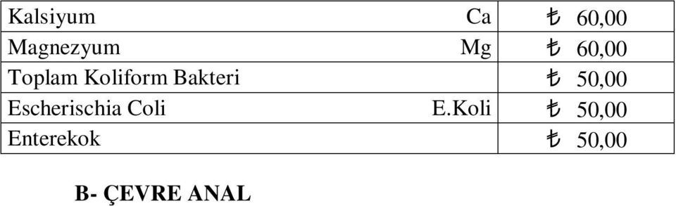 personellerince alınacak olan özel numunelerde, işletme alanının içinde bulunan farklı noktalardan alınacak her bir numune için numune başına 15,00 fark bedeli alınır.