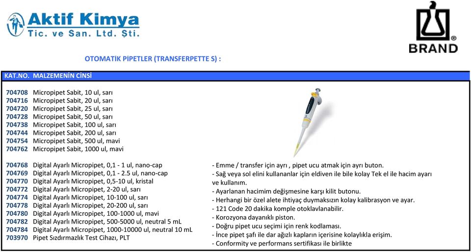 704769 Digital Ayarlı Micropipet, 0,1-2.