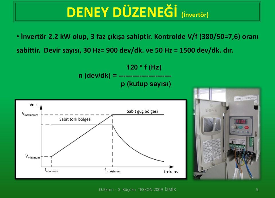 ve 50 Hz = 1500 dev/dk. dır.