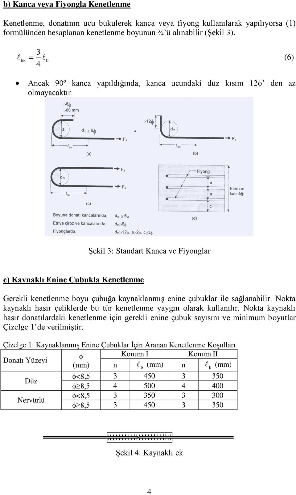 Şekil 3: Standart Kanca ve Fiyonglar c) Kaynaklı Enine Çuukla Kenetlenme Gerekli kenetlenme oyu çuuğa kaynaklanmış enine çuuklar ile sağlanailir.