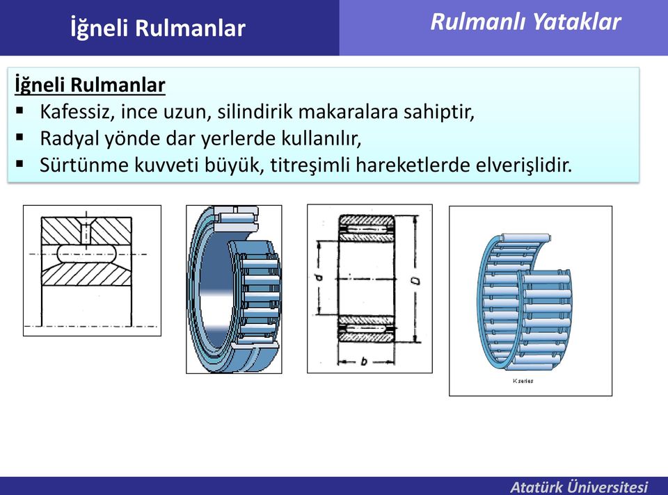 Radyal yönde dar yerlerde kullanılır, Sürtünme