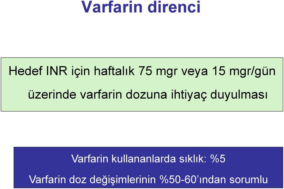 ihtiyaç duyulması Varfarin kullananlarda