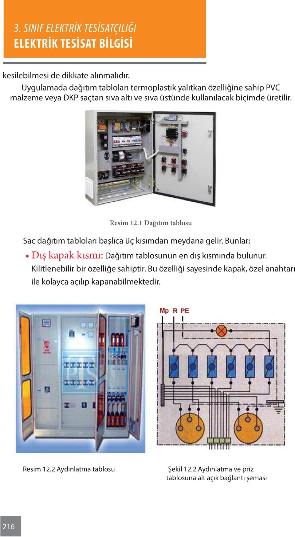 biçimde üretilir. Resim 12.1 Dağıtım tablosu Sac dağıtım tabloları başlıca üç kısımdan meydana gelir.