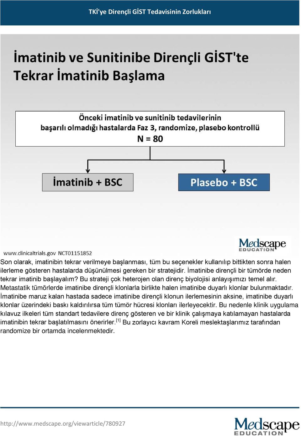 Metastatik tümörlerde imatinibe dirençli klonlarla birlikte halen imatinibe duyarlı klonlar bulunmaktadır.