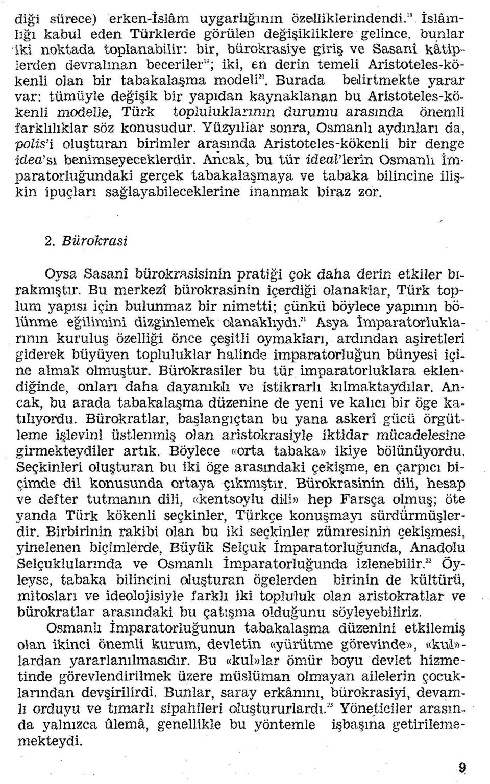 Aristoteles-kökenli olan bir tabakalaşma modeli 20.