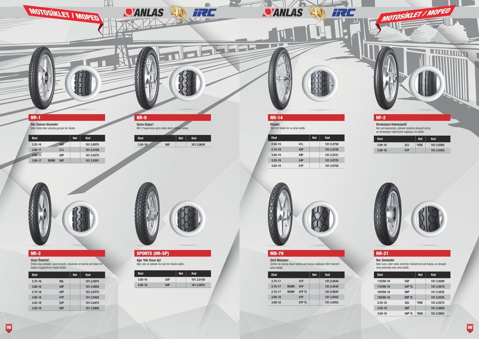 00-18 22J YENİ 101.2.0265 2.00-17 31J 101.2.0100 2.75-19 42P 101.3.0720 3.00-18 47P 3.00-17 45P 101.3.0275 3.00-19 49P 101.3.0721 3.00-17 REINF. 50P 56P 101.3.0630 101.3.0301 3.25-19 54P 101.3.0725 3.