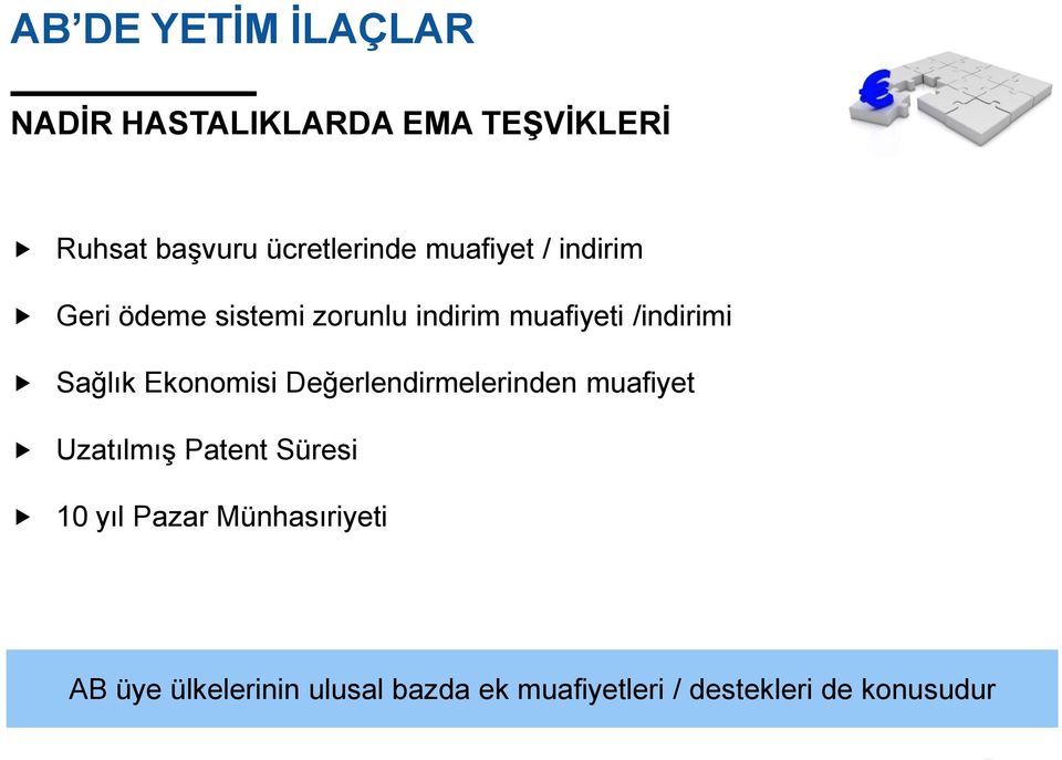 Ekonomisi Değerlendirmelerinden muafiyet Uzatılmış Patent Süresi 10 yıl Pazar