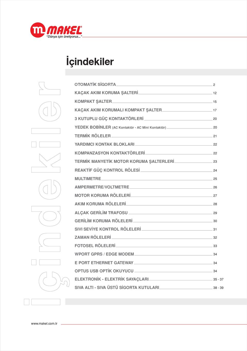 TERMİK RÖLELER YARDIMCI KONTAK BLOKLARI KOMPANZASYON KONTAKTÖRLERİ TERMİK MANYETİK MOTOR KORUMA ŞALTERLERİ REAKT F GÜÇ KONTROL RÖLES MULTIMETRE AMPERMETRE/VOLTMETRE MOTOR