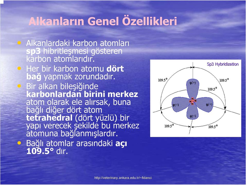 Bir alkan bileşiğinde karbonlardan birini merkez atom olarak ele alırsak, buna bağlı diğer dört