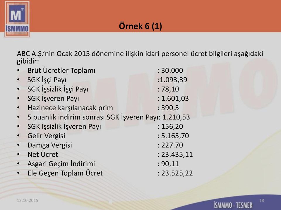 000 SGK İşçi Payı :1.093,39 SGK İşsizlik İşçi Payı : 78,10 SGK İşveren Payı : 1.