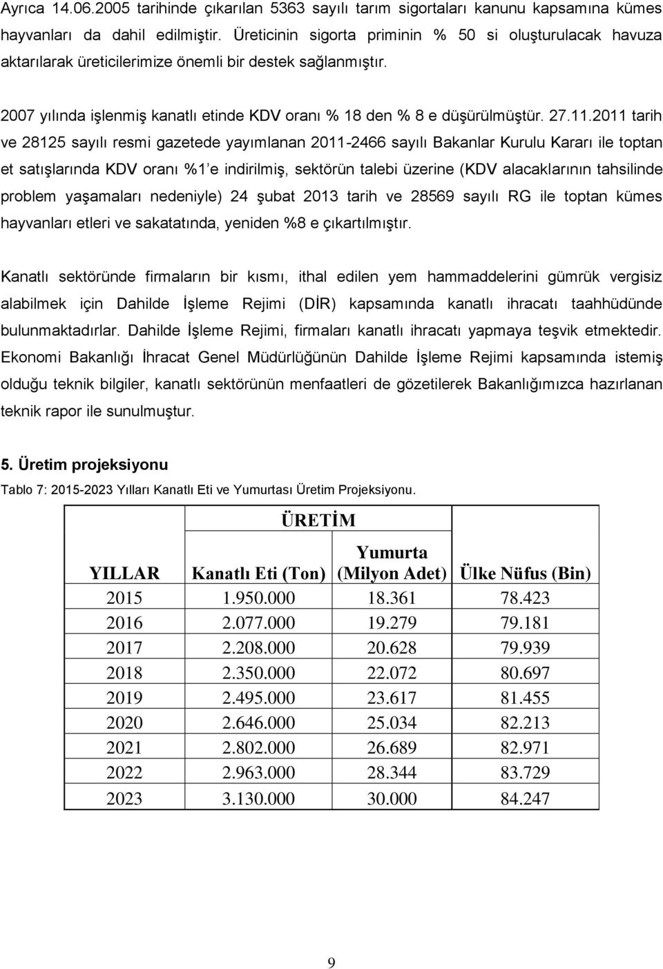 2011 tarih ve 28125 sayılı resmi gazetede yayımlanan 2011-2466 sayılı Bakanlar Kurulu Kararı ile toptan et satışlarında KDV oranı %1 e indirilmiş, sektörün talebi üzerine (KDV alacaklarının