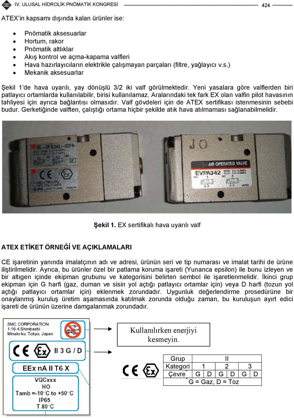 Yeni yasalara göre valflerden biri patlayıcı ortamlarda kullanılabilir, birisi kullanılamaz. Aralarındaki tek fark EX olan valfin pilot havasının tahliyesi için ayrıca bağlantısı olmasıdır.