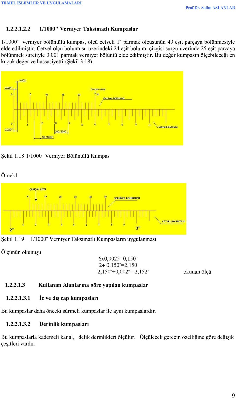 Bu değer kumpasın ölçebileceği en küçük değer ve hassasiyettir(şekil 3.18). Şekil 1.18 1/1000 Verniyer Bölüntülü Kumpas Örnek1 Şekil 1.