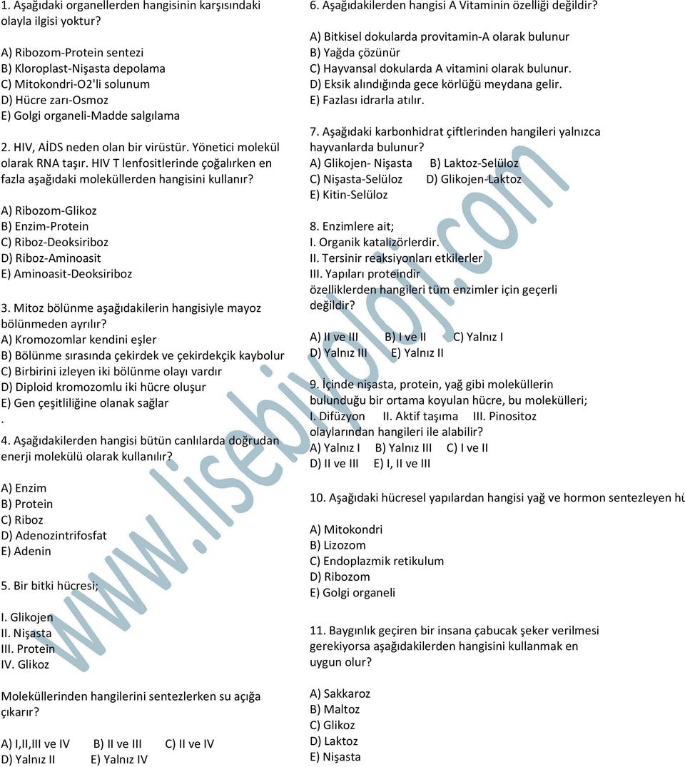 Yönetici molekül olarak RNA taşır. HIV T lenfositlerinde çoğalırken en fazla aşağıdaki moleküllerden hangisini kullanır?