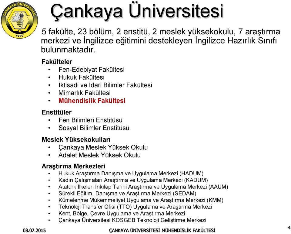 Yüksekokulları Çankaya Meslek Yüksek Okulu Adalet Meslek Yüksek Okulu Araştırma Merkezleri Hukuk Araştırma Danışma ve Uygulama Merkezi (HADUM) Kadın Çalışmaları Araştırma ve Uygulama Merkezi (KADUM)