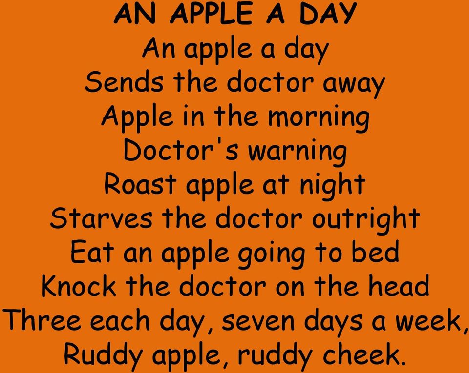 doctor outright Eat an apple going to bed Knock the doctor on