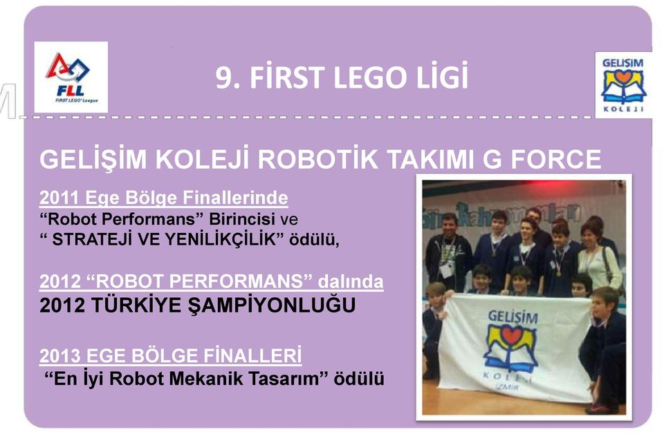 YENİLİKÇİLİK ödülü, 2012 ROBOT PERFORMANS dalında 2012 TÜRKİYE