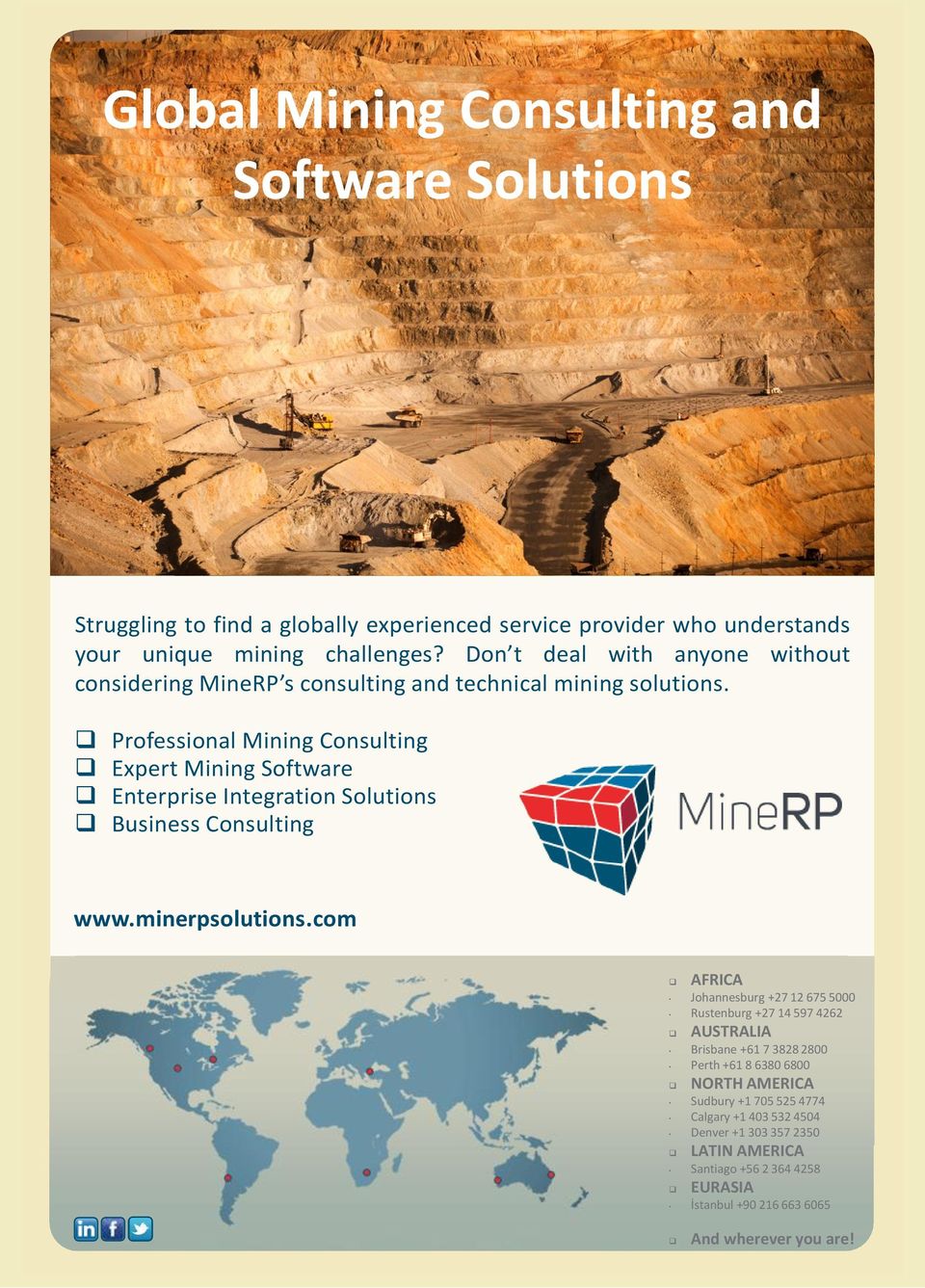 Professional Mining Consulting Expert Mining Software Enterprise Integration Solutions Business Consulting www.minerpsolutions.