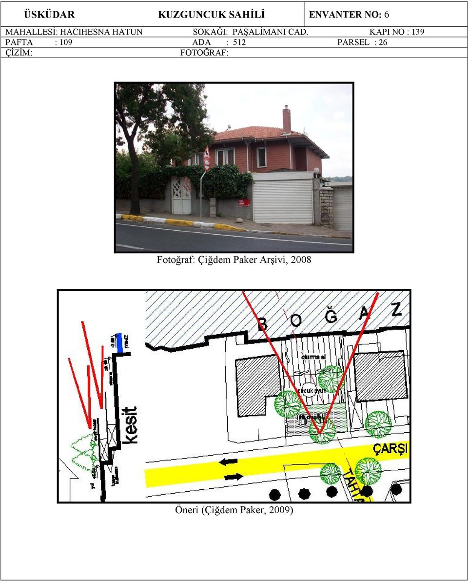 KAPI NO : 139 PAFTA : 109 ADA : 512 PARSEL : 26