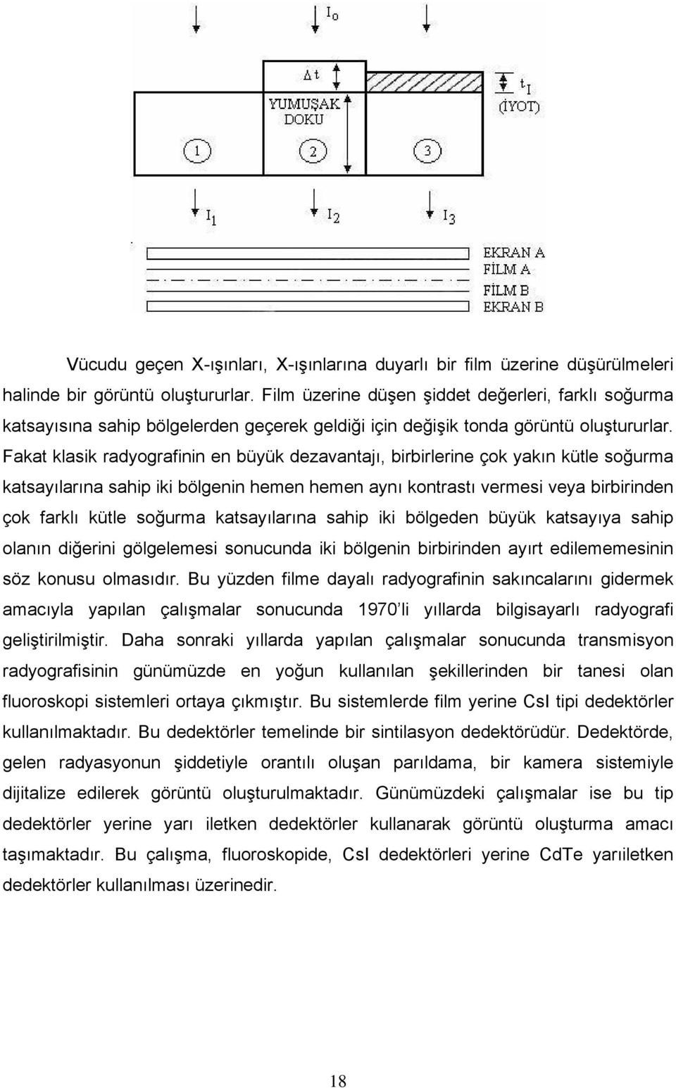 Fakat klasik radyografinin en büyük dezavantajı, birbirlerine çok yakın kütle soğurma katsayılarına sahip iki bölgenin hemen hemen aynı kontrastı vermesi veya birbirinden çok farklı kütle soğurma