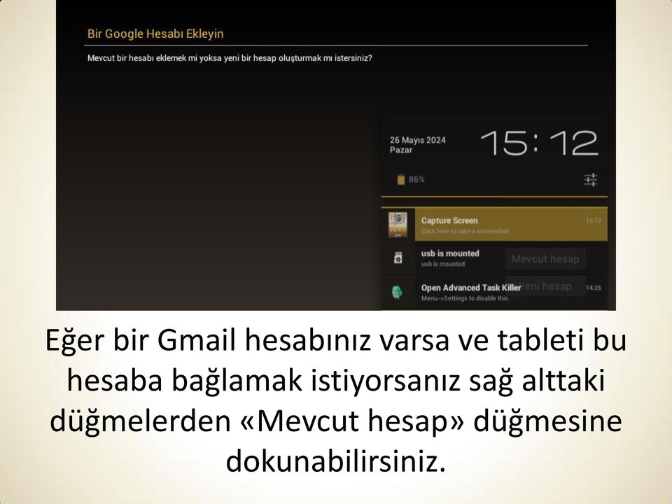 istiyorsanız sağ alttaki