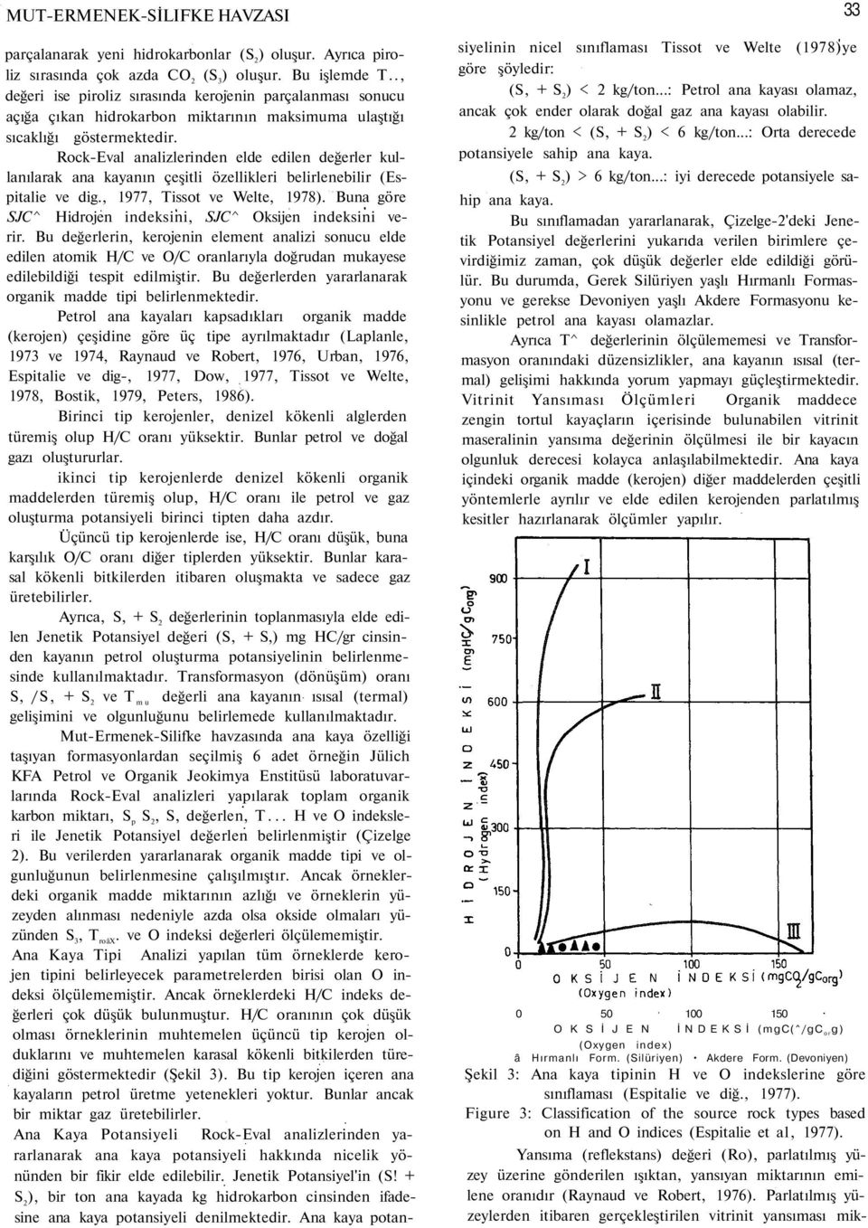 Rock-Eval analizlerinden elde edilen değerler kullanılarak ana kayanın çeşitli özellikleri belirlenebilir (Espitalie ve dig., 1977, Tissot ve Welte, 1978).
