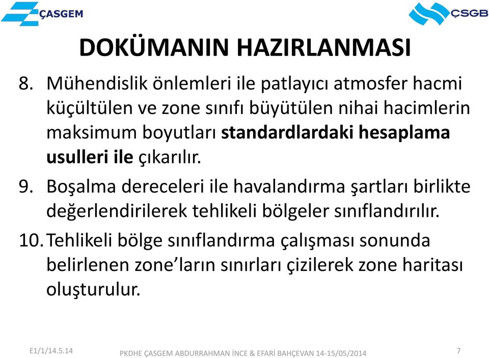 maksimum boyutları standardlardaki hesaplama usulleri ile çıkarılır. 9.