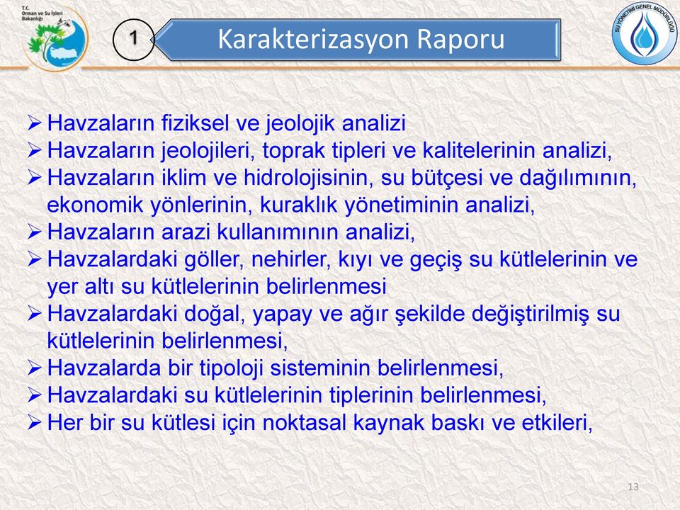 nehirler, kıyı ve geçiş su kütlelerinin ve yer altı su kütlelerinin belirlenmesi Havzalardaki doğal, yapay ve ağır şekilde değiştirilmiş su kütlelerinin