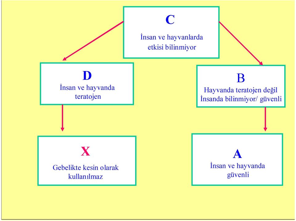 teratojen değil İnsanda bilinmiyor/ güvenli X