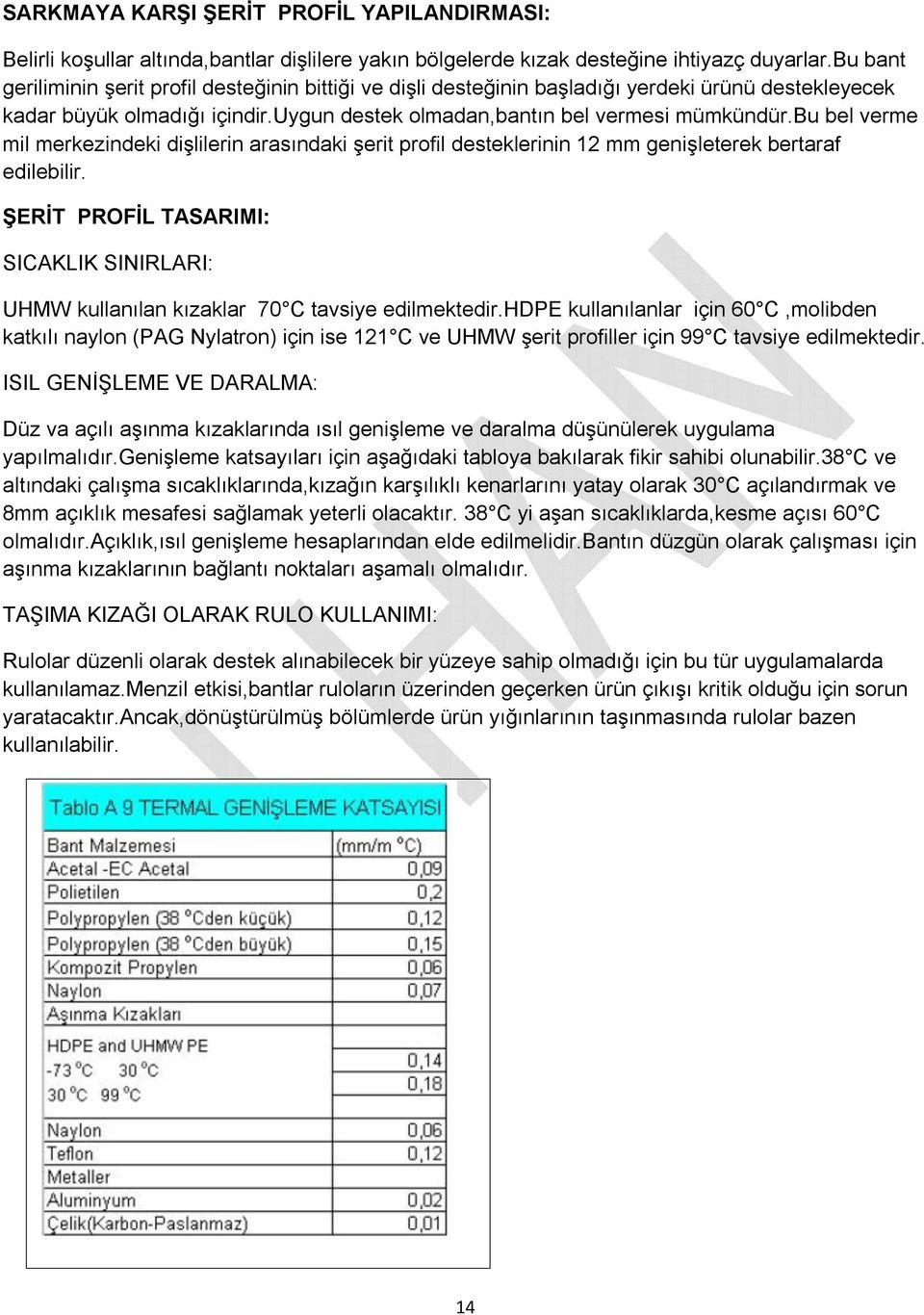 bu bel verme mil merkezindeki dişlilerin arasındaki şerit profil desteklerinin 12 mm genişleterek bertaraf edilebilir.