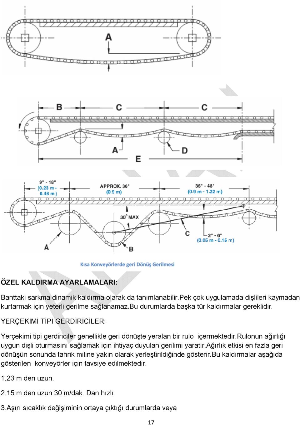 rulonun ağırlığı uygun dişli oturmasını sağlamak için ihtiyaç duyulan gerilimi yaratır.